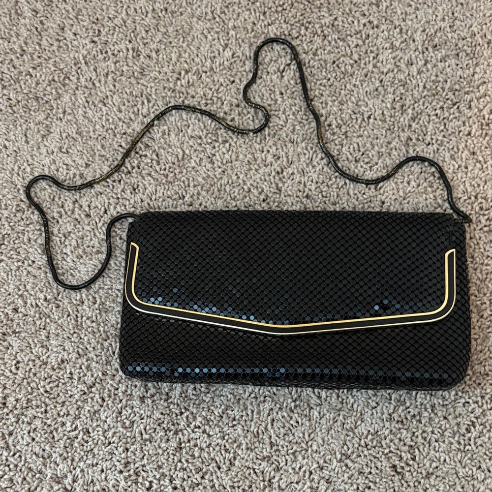Chic Black Clutch with Gold Trim